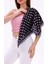 Siyah Beyaz Puantiye Model Fular Bandana Şal Estascarf 70X70 cm 3