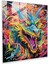 Canlı Pop Sanat Cam Tablo - Mitolojik Yaratıklarıyla Canlı Renk Patlaması - Cam Duvar Sanatı 1