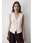 Kadın Astarlı Düğme Detaylı Keten Yelek 1
