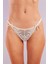 Golshan Giselle Mini String, Kadın Güpürlü Saten Ekru String Külot 3