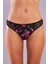 Golshan Gardenia Mini Slip, Kadın Dantelli Çiçek Baskılı Siyah Normal Bel Külot 1