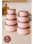 8'li Çizgili Yuvarlak Saklama Kabı Seti Pembe 1