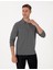 Erkek Antrasit Melanj Slim Fit Kıvrılmaz Fermuarlı Polo Yaka Basic Pike Sweatshirt 50314046-VR081 3