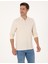 Erkek Bej Slim Fit Kıvrılmaz Fermuarlı Polo Yaka Basic Pike Sweatshirt 50314046-VR011 3