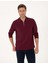 Erkek Bordo Slim Fit Kıvrılmaz Fermuarlı Polo Yaka Basic Pike Sweatshirt 50314046-VR014 1