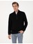 Erkek Siyah 3 Iplik Regular Fit Fermuarlı Dik Yaka Basic Sweatshirt 50314044-VR046 1