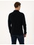 Erkek Siyah Slim Fit Kıvrılmaz Fermuarlı Polo Yaka Basic Pike Sweatshirt 50314046-VR046 5