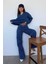 Indigo V Yaka Triko Kadın Kazak MG2501 5