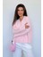 Pembe V Yaka Triko Kadın Kazak MG2501 3