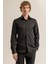 Erkek Siyah %100 Pamuk Saten Non-Iron Ütü Istemeyen Casual Cepsiz Modern Fit Gömlek 1