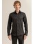 Erkek Siyah %100 Pamuk Saten Non-Iron Ütü Istemeyen Casual Cepsiz Modern Fit Gömlek 2