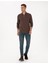 Erkek Koyu Kahverengi Slim Fit Kıvrılmaz Fermuarlı Polo Yaka Basic Pike Sweatshirt 50314046-VR084 4