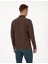 Erkek Koyu Kahverengi Slim Fit Kıvrılmaz Fermuarlı Polo Yaka Basic Pike Sweatshirt 50314046-VR084 5