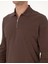 Erkek Koyu Kahverengi Slim Fit Kıvrılmaz Fermuarlı Polo Yaka Basic Pike Sweatshirt 50314046-VR084 6