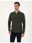 Erkek Koyu Yeşil Slim Fit Kıvrılmaz Fermuarlı Polo Yaka Basic Pike Sweatshirt 50314046-VR079 3