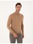 Erkek Camel Slim Fit Yarım Balıkçı Yaka Basic Triko Kazak 50314176-VR015 3