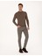 Erkek Vizon Melanj Slim Fit Çeyrek Yaka Basic Triko Kazak 50314188-VR174 4