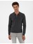 Erkek Antrasit Melanj Slim Fit Polo Yaka Fermuarlı Basic Triko Kazak 50314191-VR081 1
