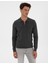 Erkek Antrasit Melanj Slim Fit Polo Yaka Fermuarlı Basic Triko Kazak 50314191-VR081 3