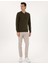Erkek Haki Slim Fit Polo Yaka Fermuarlı Basic Triko Kazak 50314191-VR027 4