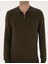 Erkek Haki Slim Fit Polo Yaka Fermuarlı Basic Triko Kazak 50314191-VR027 6