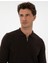 Erkek Koyu Kahverengi Slim Fit Polo Yaka Fermuarlı Basic Triko Kazak 50314191-VR084 2