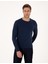 Erkek Açık Lacivert Slim Fit Bisiklet Yaka Basic Triko Kazak 50314192-VR059 1
