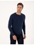 Erkek Açık Lacivert Slim Fit Bisiklet Yaka Basic Triko Kazak 50314192-VR059 3