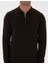 Erkek Koyu Kahverengi Slim Fit Polo Yaka Fermuarlı Basic Triko Kazak 50314191-VR084 6