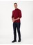 Erkek Vişne Slim Fit Çeyrek Yaka Basic Triko Kazak 50314188-VR223 4