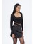 Zincir Detaylı Crop Bluz Siyah 3
