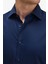 Erkek Lacivert %100 Pamuk Saten Non-Iron Ütü Istemeyen Casual Cepsiz Modern Fit Gömlek 2