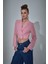 Vatka Detaylı Crop Blazer Ceket Pembe 3