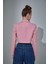 Vatka Detaylı Crop Blazer Ceket Pembe 5