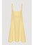 Sırtı Kurdele Detaylı Kare Yaka Mini Elbise Sarı 2