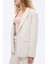 Tek Düğmeli Yumuşak Dokulu Oversize Blazer Ceket Bej 3