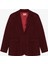 Tek Düğmeli Yumuşak Dokulu Oversize Blazer Ceket Vişne 2