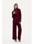 Tek Düğmeli Yumuşak Dokulu Oversize Blazer Ceket Vişne 4