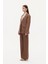 Tek Düğmeli Yumuşak Dokulu Oversize Blazer Ceket Kahverengi 3