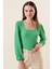 Kadın BDART Dokulu Kare Yaka Uzun Kollu Bluz Green 1