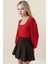 Kadın BDART Dokulu Kare Yaka Uzun Kollu Bluz Red 4