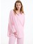 Ince Çizgili Oversize Gömlek Pembe 4