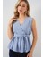 Kadın BDART V Yaka Bağlama Yaylı Bluz Maya Mavisi 1