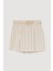 Beli Kemerli Ince Çizgili Keten Şort Etek Naturel 2