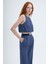 Sırt Dekolteli Benekli Bluz Lacivert 4