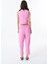 Beli Lastikli Kumaş Pantolon Pembe 5