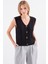 Kadın BDART Düğmeli Kısa V Yakalı Dokulu Yelek Black 2