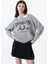 Nakışlı Bebe Yaka Sweatshirt Gri 3