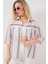Kadın BDART Üç Çeyrek Kollu Şeritli Poplin Gömlek Pink 1