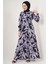 Kadın BDART Düğmeli Yaka ile Çiçekli Maxi Elbise Black 1